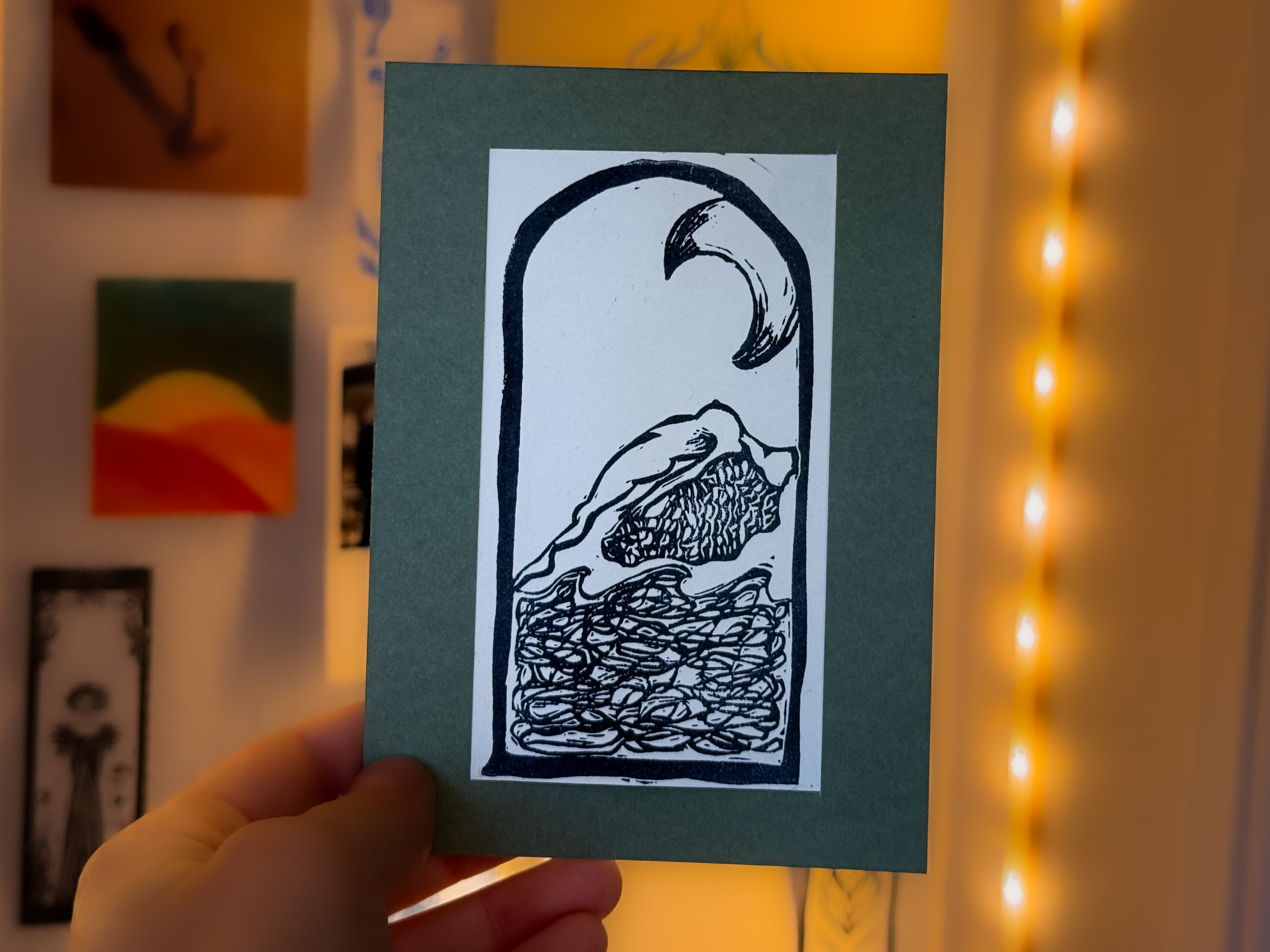 Bain de Minuit linocut print